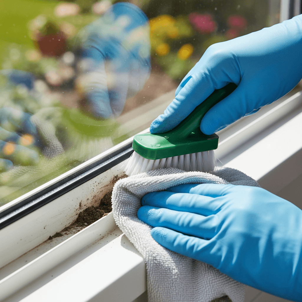 Window track and sill cleaning detail