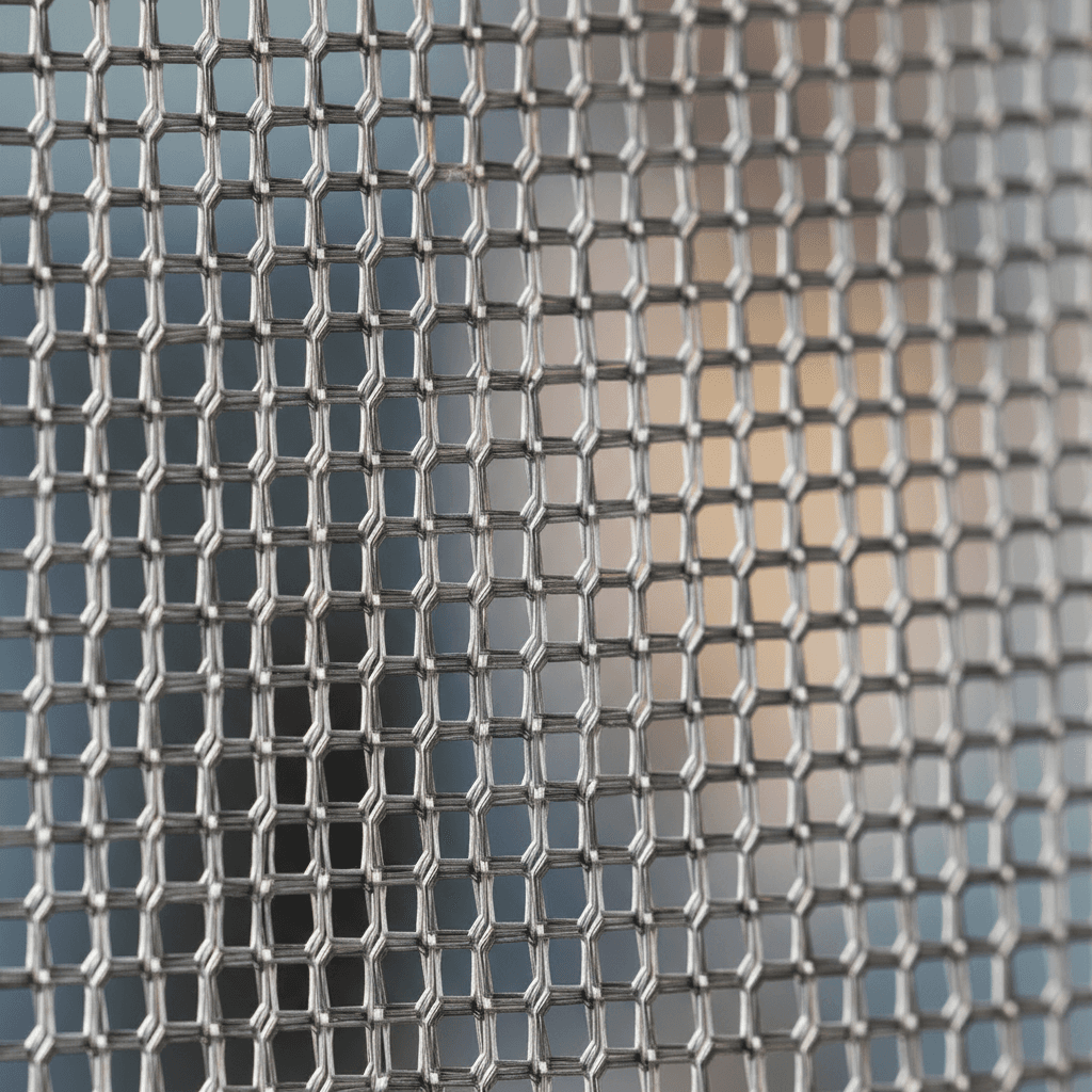 Close-up of fine mesh screen material showing woven texture and transparency with natural light filtering through
